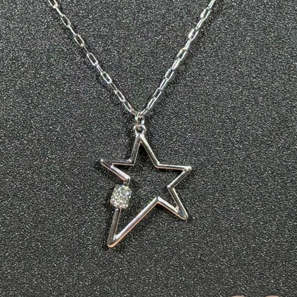Silver-Tone Star Pendant Necklace – Celestial & Modern